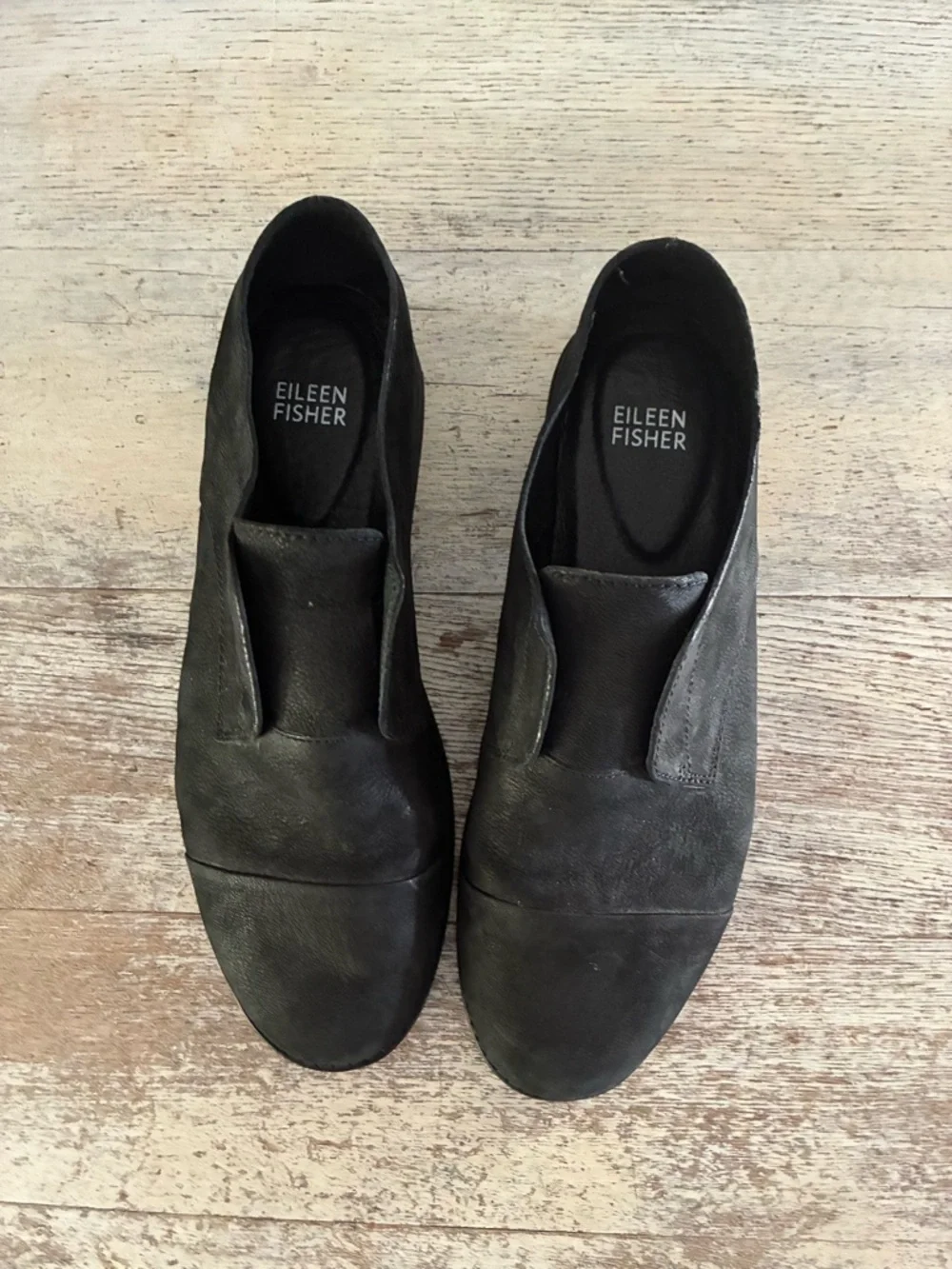 Eileen Fisher Frida Tumbled Nubuck Derby Slip On Shoes Size 7